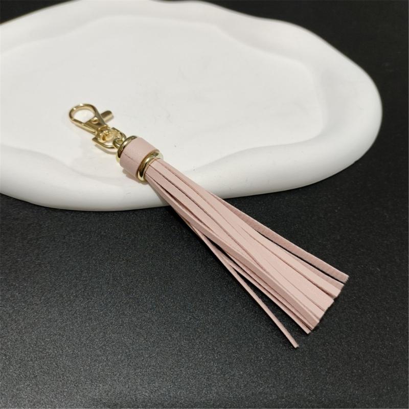 Handmade Tassels Keychain Bag Charm Stylish PU Leather Tassels Keychain Pendant With Metal Rings For Secure Attachment