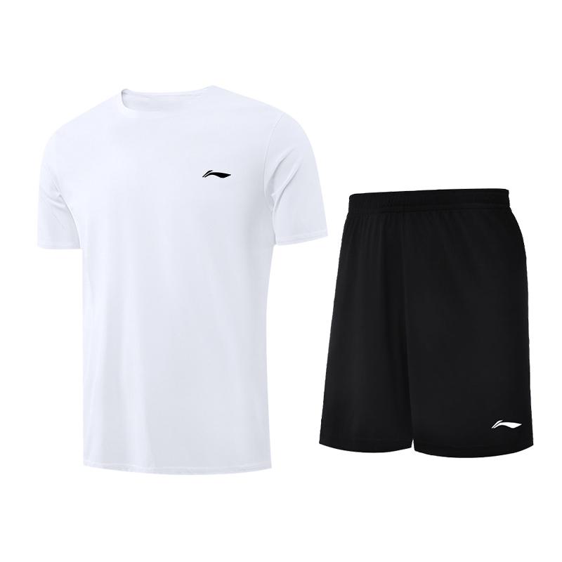 Li Ning Summer Casual Sportswear Unisex Two Piece Set White+Black YATU125-1 3XL