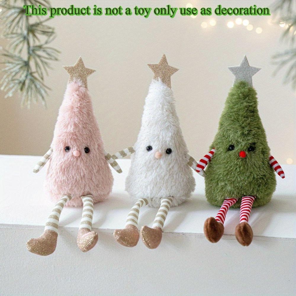 1pc Cute Plush Christmas Tree Doll Pendant,Available In Pink,White,Green Colors, Suitable for Home,Party Doll Scene Decoration, Christmas Decorations