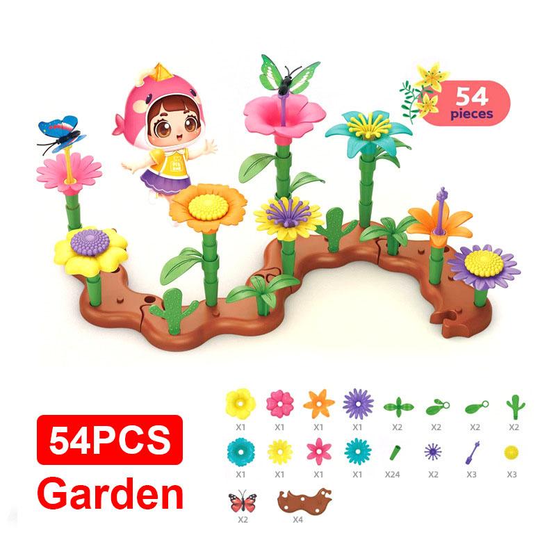54-224pcs Flower Garden Architecture Set Building Toys DIY Construction Block Plant Creative Educational Stacking Games Toys