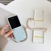Laser Leopard Print Lanyard Phone Case For Samsung Galaxy Z Flip 8 7 6 5 Flip7 FE Foldable Bracelet Shockproof Protective Cover