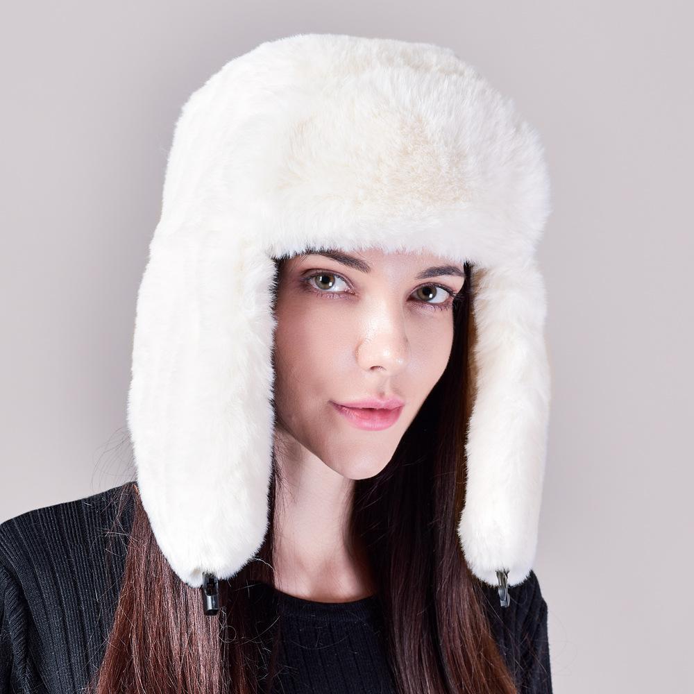 Czapka z sierścią królika dla mężczyzn i kobiet Zimowa koreańska czapka bawełniana Northeast Outdoor Sports Pogrubiona ochrona uszu Czapka narciarska Trend