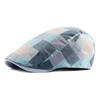 Fashion Men Women Plaid Cotton Newsboy Hat Flat Cap Adjustable Beret with Visor
