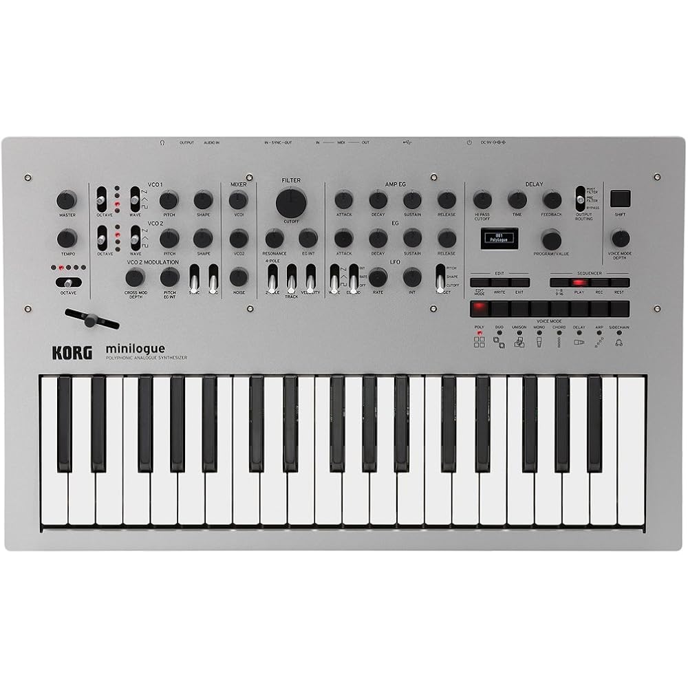 KORG 4 Voice Polyphonic Analog Synthesizer, Minilogue, 37 Key, 16 Step Sequencer, Oscilloscope Mo...