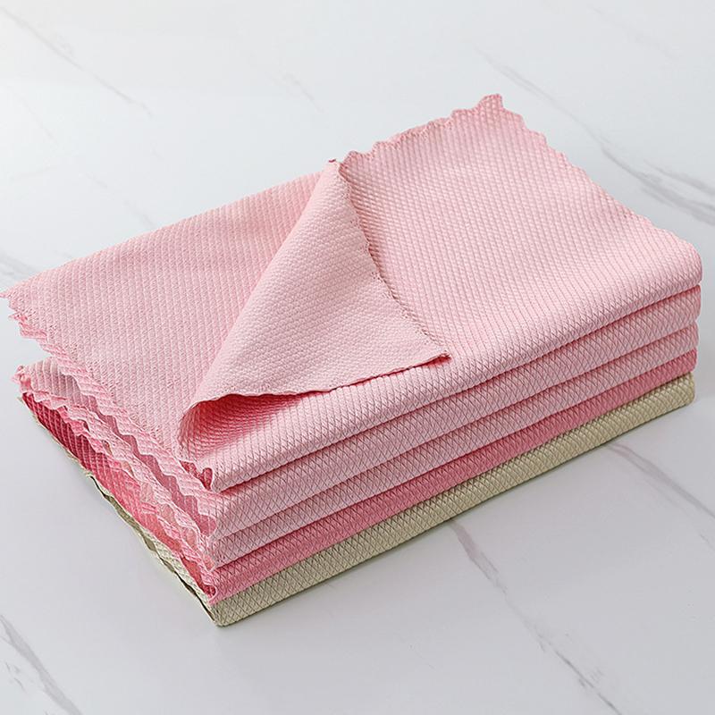 

Home Party Supplies Glass Mirror Absorbent Fish Scale Rag Cleaning Tools.Multifunctional Cleaning Towel Fashion Windows Glass Home Kitchen Bathroom 25*25cm-5Pcs синий