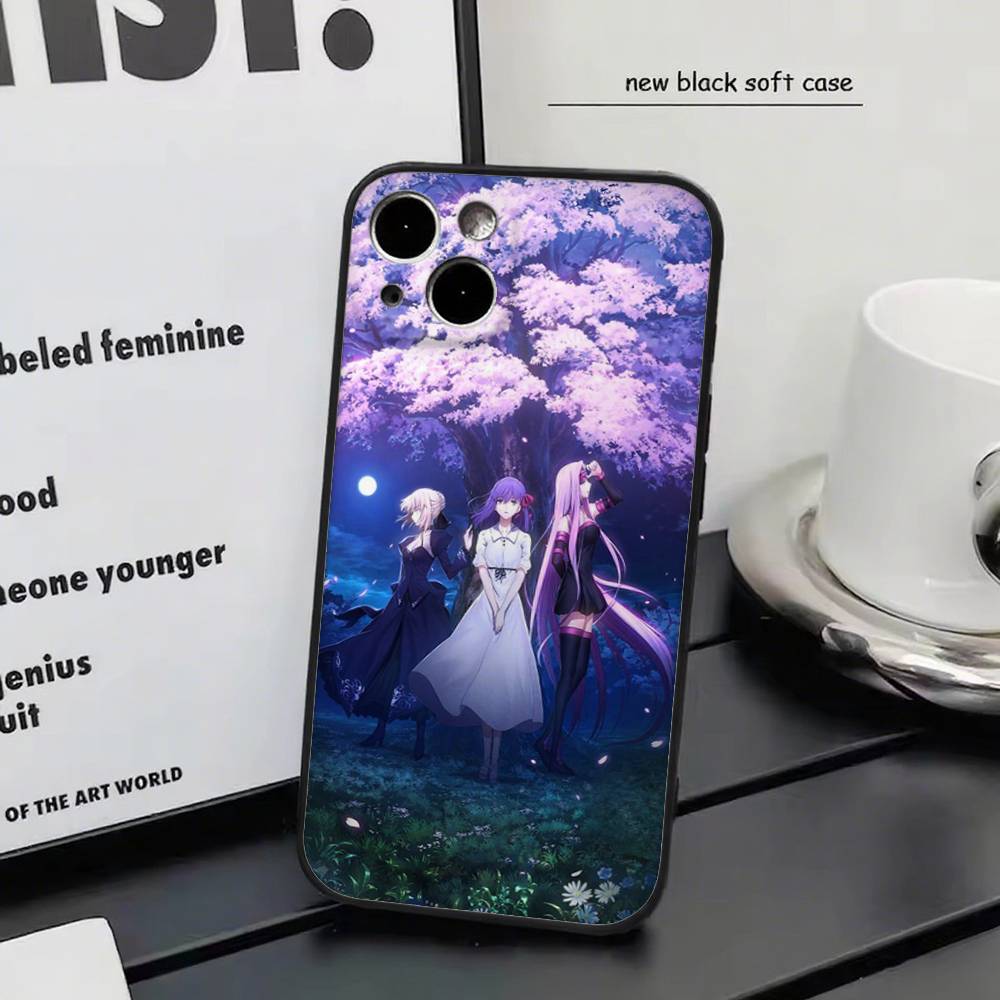 Fate Stay Night For IPhone 17 Air 16 15 14 13 12 11 Pro Black Soft Cover Phone Case