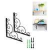 2Pcs Iron Floral Shelf Brackets Vintage Wall Mounted Decorative Triangular Support Brackets for Bookrack Clapboard Setup Box