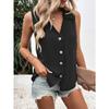 IHUASU Women's Fashion Casual Solid Color Print V-Neck Sleeveless   Blouses & Shirts