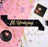 18th Birthday Sash Eighteen Black and Gold 160cm