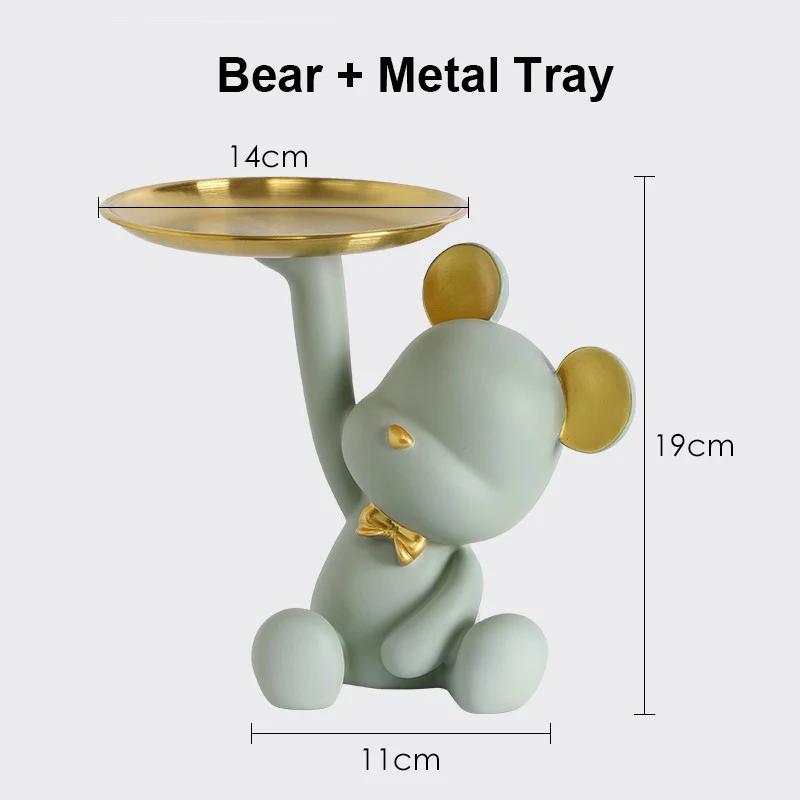 Bear Tray Sculpture Bear Figurines Porch Key Storage Candy Snacks Container Resin Desktop Ornament Living Room Home Decor Gifts