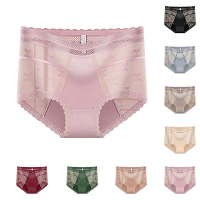 Sous-vêtements Sexy en Dentelle Couleur Unie pour Femmes Transparent Amour Maille Taille Haute