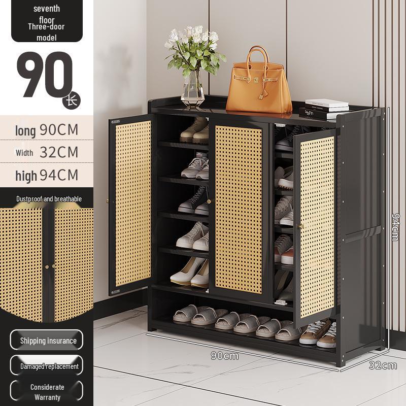 Japanese Rattan Dustproof Shoe Cabinet - Compact, Large-Capacity Entryway Storage Rack