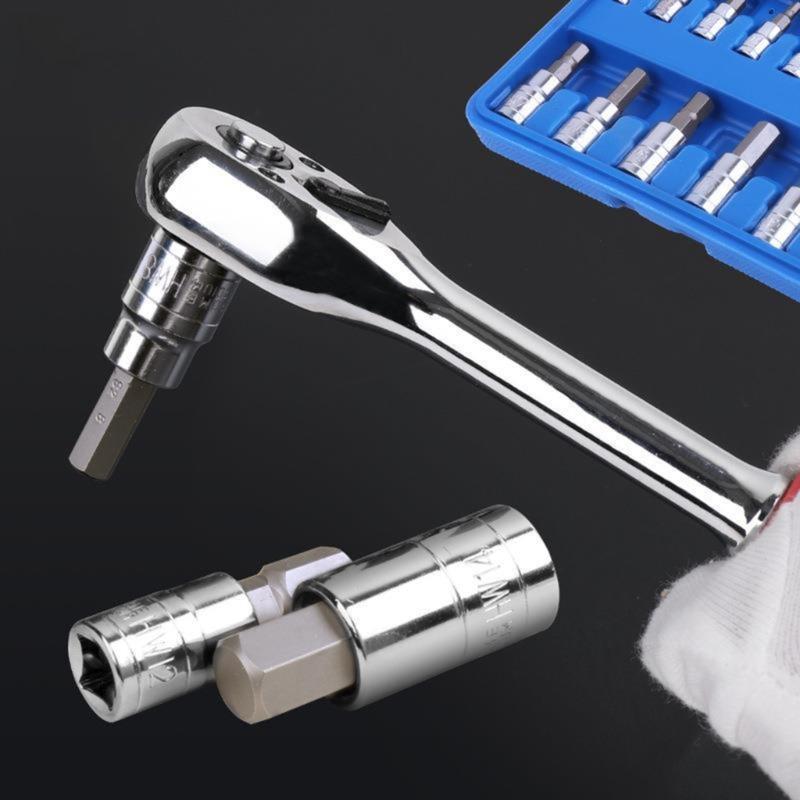 13Pcs Allen Head Hexagon Socket Set Hexagon Bit Socket Set Allen Hexagon Bit Socket Set, Metric 2-14mm Allen Socket Set