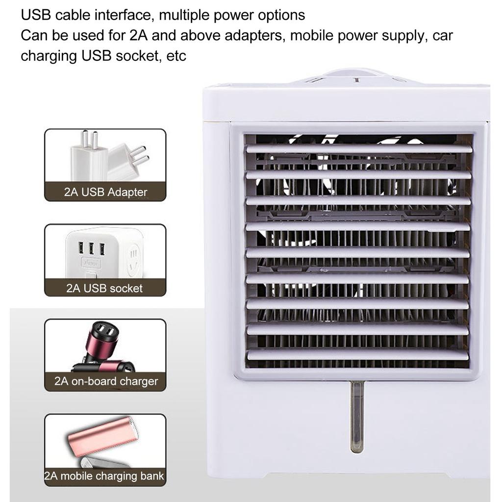 Evaporative Air Cooler Portable Space Air Conditioner Humidifier USB Desk Misting Cooling Fan for Office White