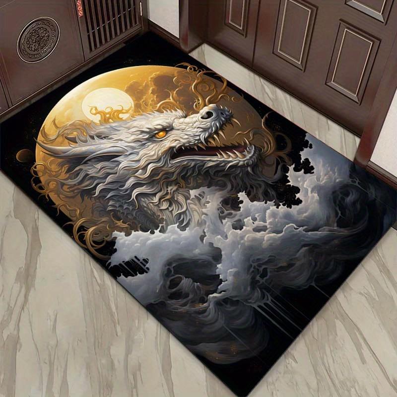 Dragon and CloudsRug for Living RoomMythical Creature ArtworkFantasy ThemedHomeFurnishings Anti slip carpet can bemachine washed