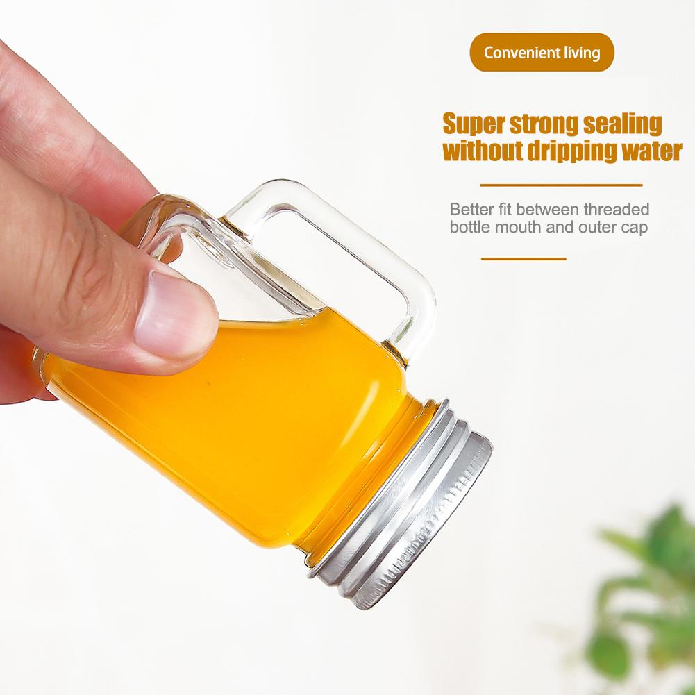 40ml/60ml/120ml Small Sealed Jar With Lid Portable Handle Cup Glass Bottle Leakproof Glass Water Bottle For Milk Coffee Glass