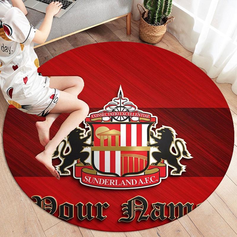 Sunderland A.F Custom Name Round Area Rug,Carpet Rug for Living Room Bedroom Sofa Playroom Decor,Non-slip Floor Mat