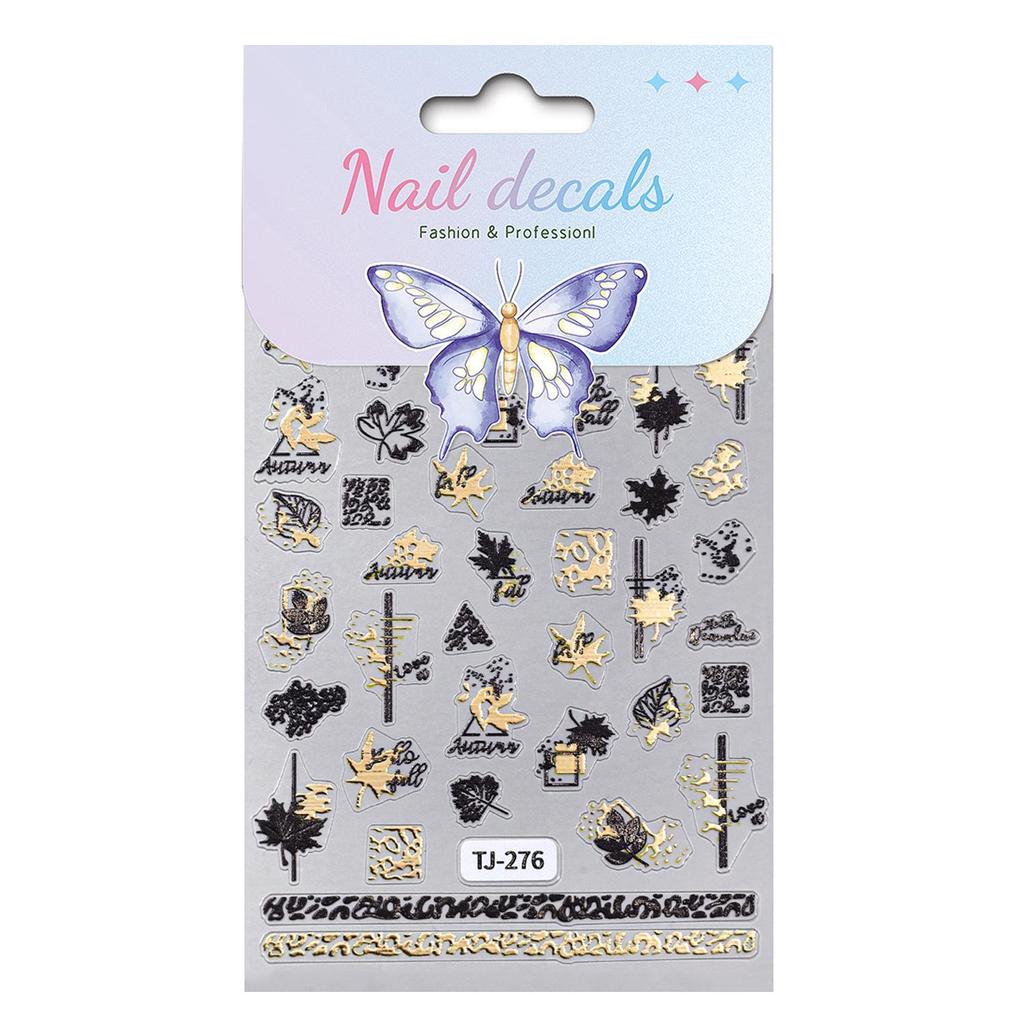Gold & Silver Maple Leaf Nail Stickers - Adhesive, Versatile, Gilded DIY Art Ornaments
