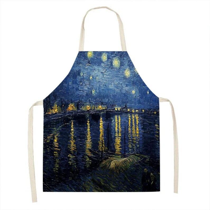 1 kus vintage umělecká olejomalba tištěná zástěra kuchyňská vaření pečení zástěra domácí čisticí doplňky unisex