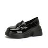 Thick-soled black wind small leather shoes wind student light mouth thick heel muffin women's shoes