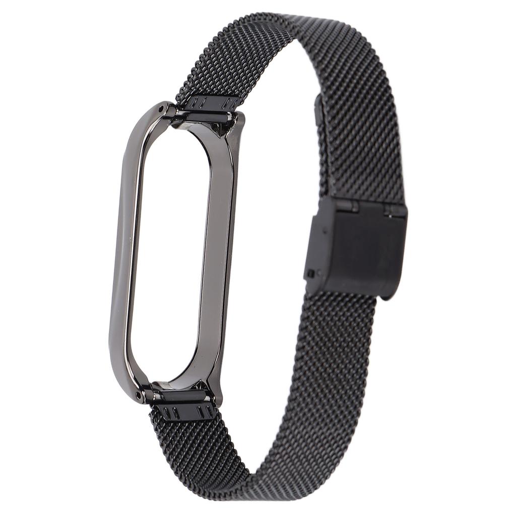 Metal Band Compatible for Xiaomi Mi Band 6 Smartwatch Replacement Steel Strap Bracelet Wristband AccessoriesBlack