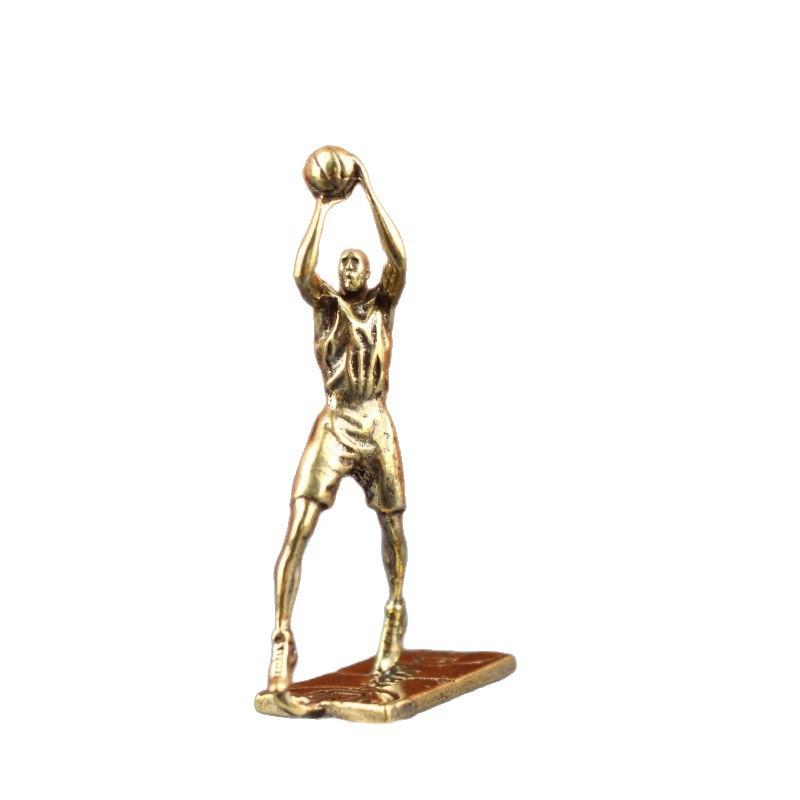 Vintage Brass Basketball Player Figurine Retro Leaning Back Shot Statue Metal Desk Decor Sports Memorabilia Creative Gift