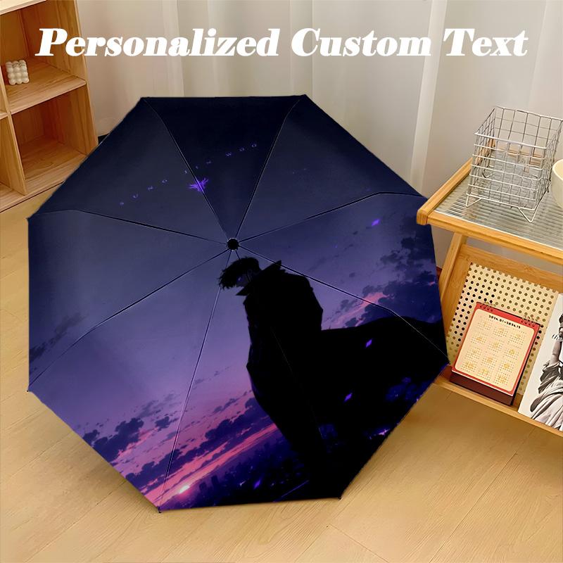 Portable Auto Folding Umbrella,Solo Leveling 8 Rib Waterproof Umbrella For Camping Commute