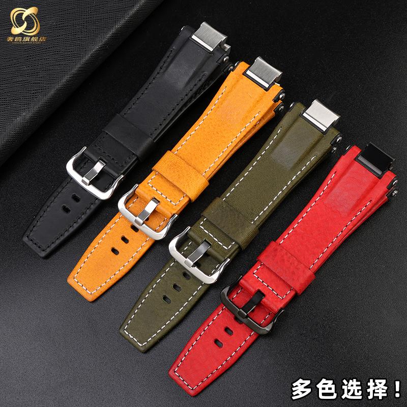 14mm Edelstahladapter Italienisches Echtes Leder Uhrenarmband Für Casio G-Shock GST-B400 Herren Rindsleder Uhrenarmband Nylon Armband