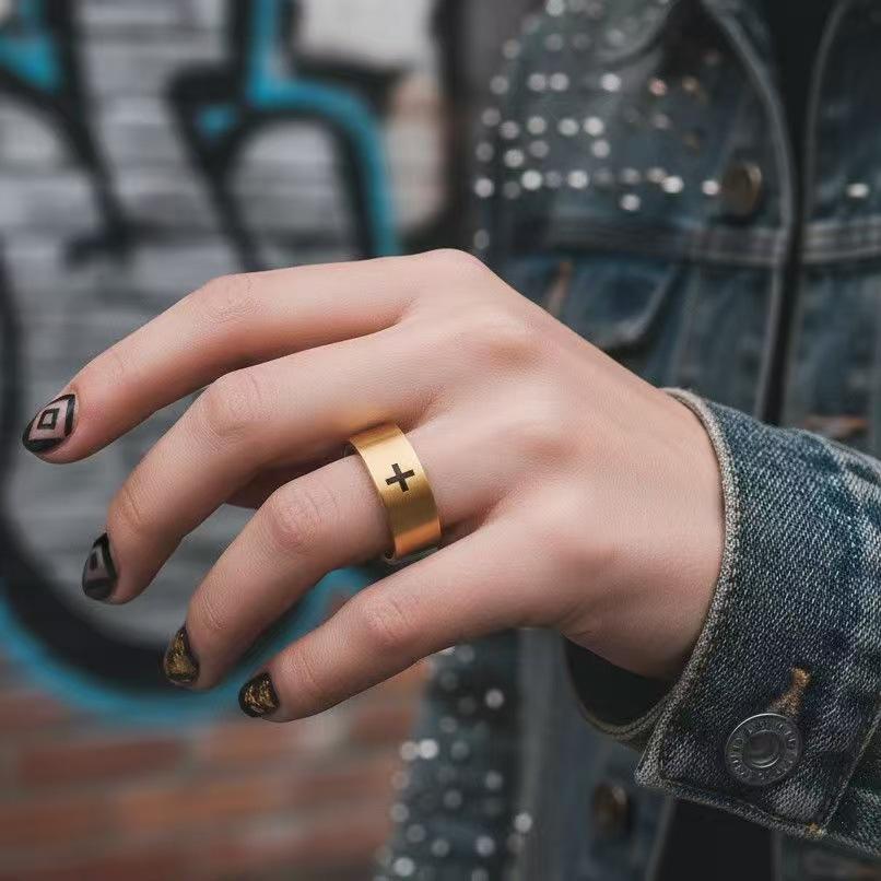 1Pcs New Fashion Stainless Steel Ring For Women Black Jesus Cross For Men Casual Fashion Gothic Jewelry Gift