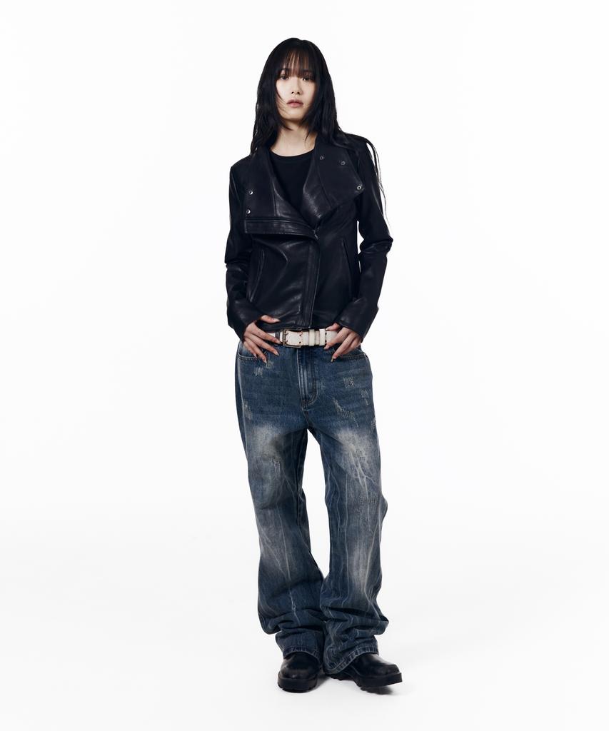 AAKAM Biker Wrap Leather Jacket (Black)