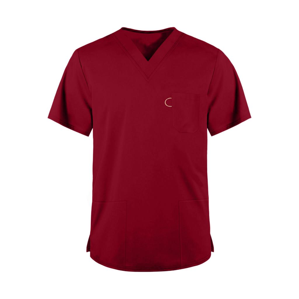 Men's Fashionable V-neck Short-sleeved Work Uniform, Color Top, Uniform
