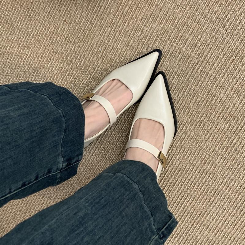 Fashion Shoes Woman Flats Shallow Mouth Pointed Toe Dress Comfortable On Heels New Summer Spring Mary Janes Shoes Woman 2025 Pointed Toe