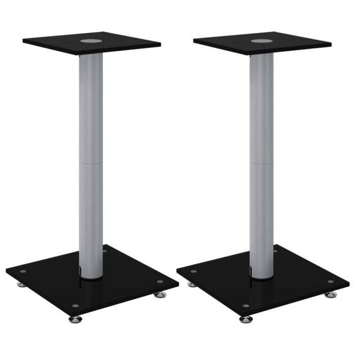 Speaker Stands 2 Pcs Black and Silver 1 Pillar