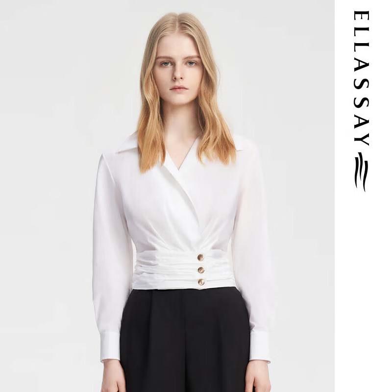 ELLASSAY Designer Pleated Commuter Shirt S