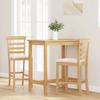 Bar Stool with Cushion 2 Pcs Natural Solid Rubberwood