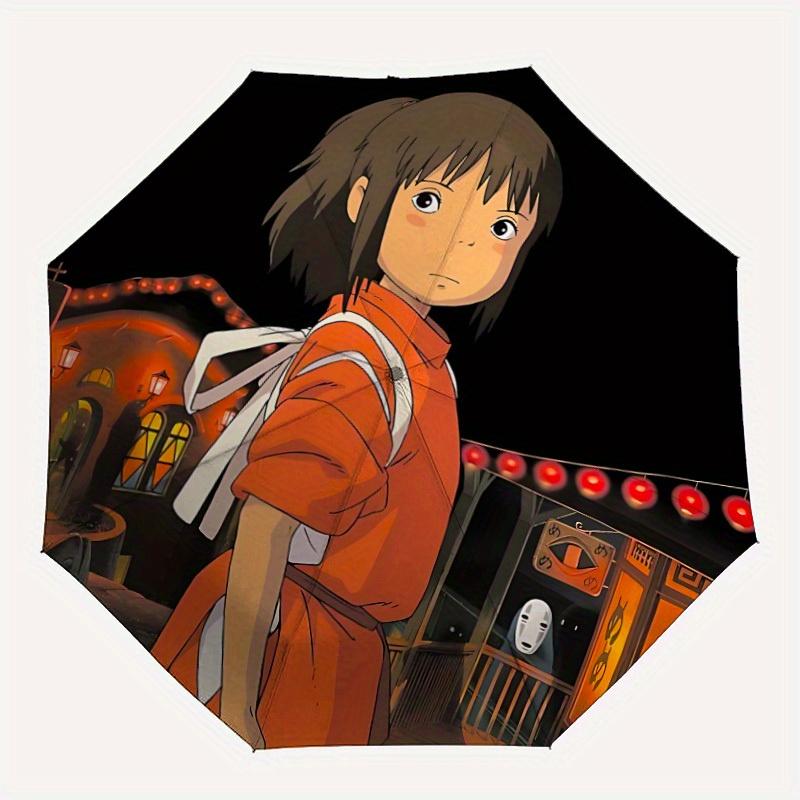 

1pc Spirited Away, Chihiro Auto Folding Umbrella, Portable Collapsible Design, 8-Rib Iron Frame, , All-Season Casual Outdoor Accessory for Christmas B