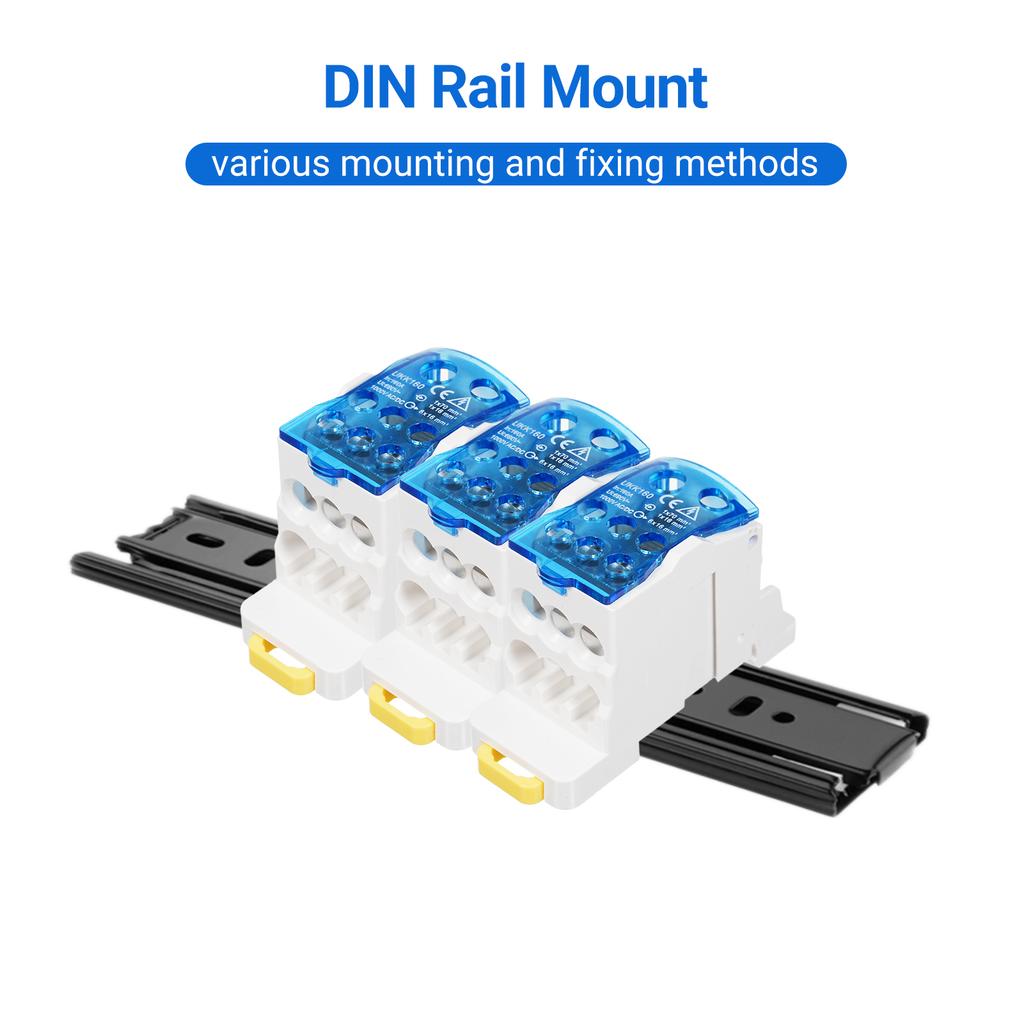 1 Pack 6 Positions Screw Terminal Strip Blocks with Cover Junction Box Branch Box Din Rail Terminal Block Wire Box