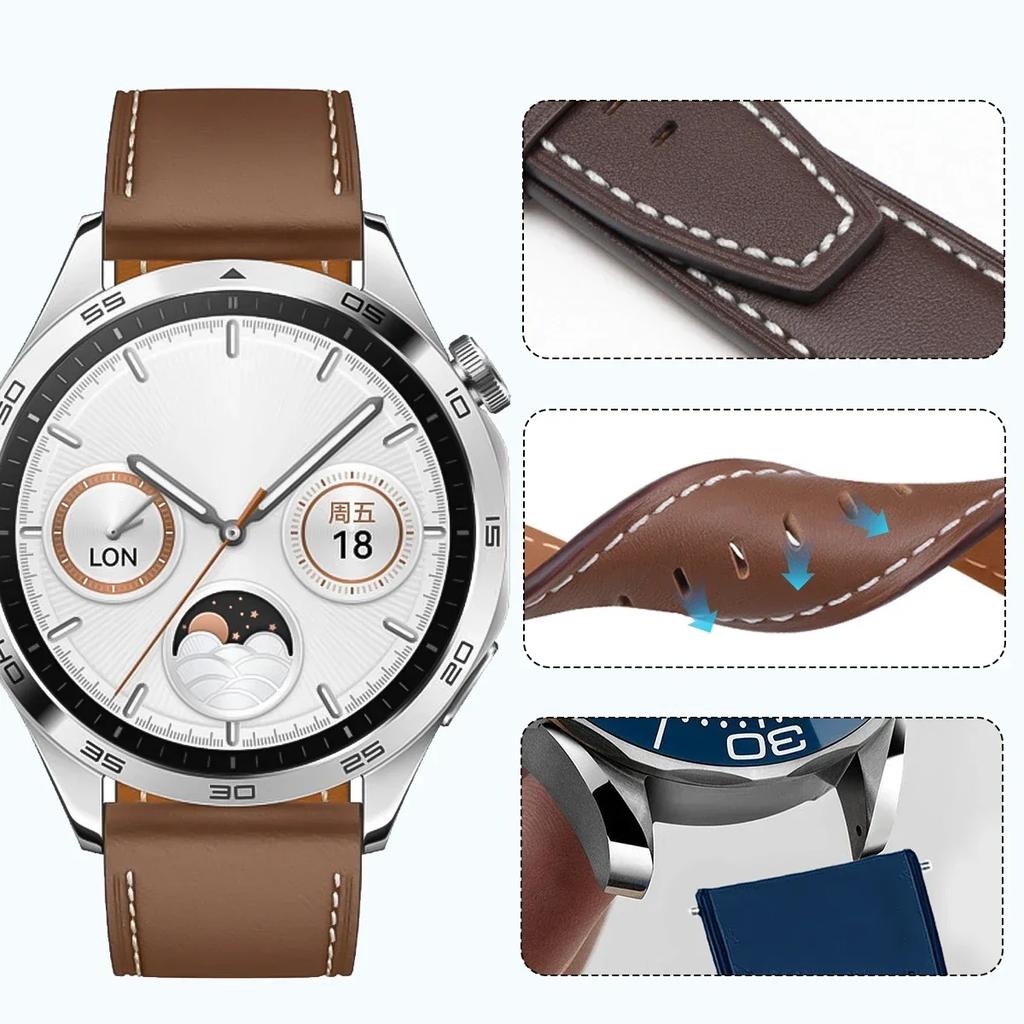 22mm 20mm Premium Leather Strap For HUAWEI WATCH GT 5 46mm 5Pro GT 3 GT2 Pro 46mm Band Watchbands Replacement Wristband