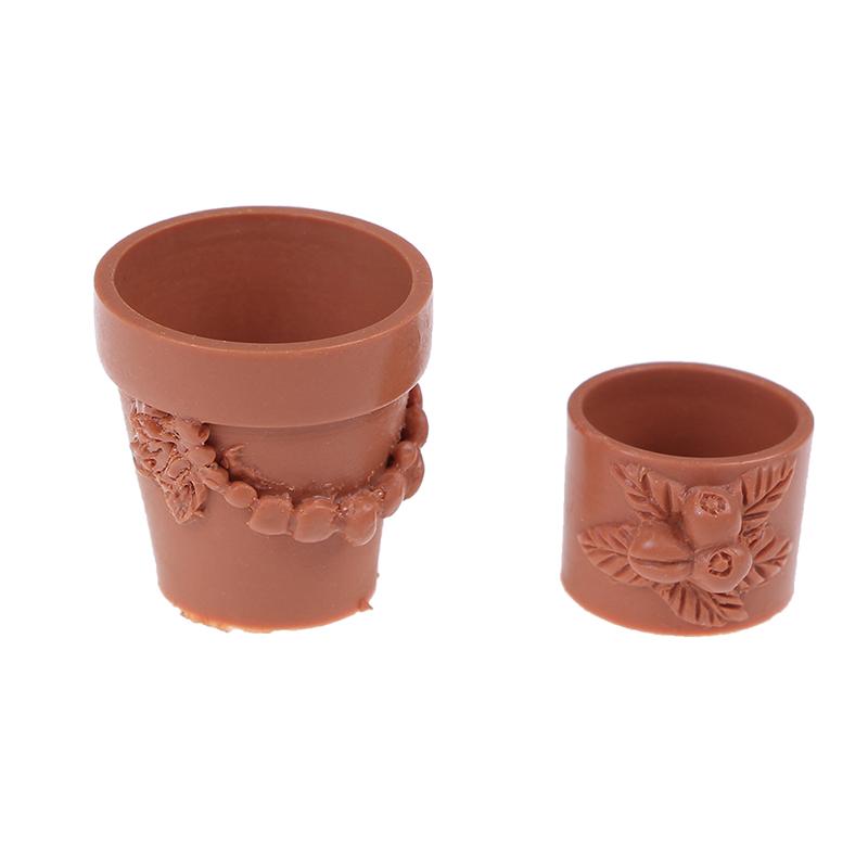 7Pcs/Set1:12 Mini Resin Landscape Flower Pot Doll House Garden Children'S Toys