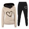 Spring and Autumn Winter Casual Sportswear Set with Love Letter Printed Women's Hoodie and Sweatshirt Set Trendy