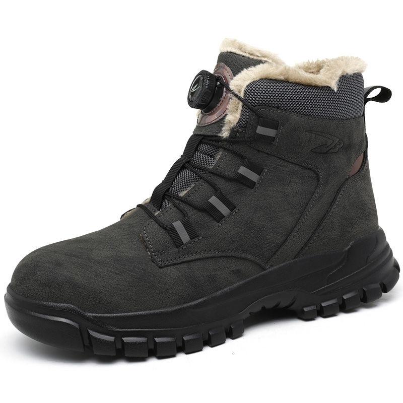 Rotating Buttons Work Boots Men Steel Toe Shoes Safety Boots Puncture-Proof Protective Shoes Waterproof Indestructible Shoes New