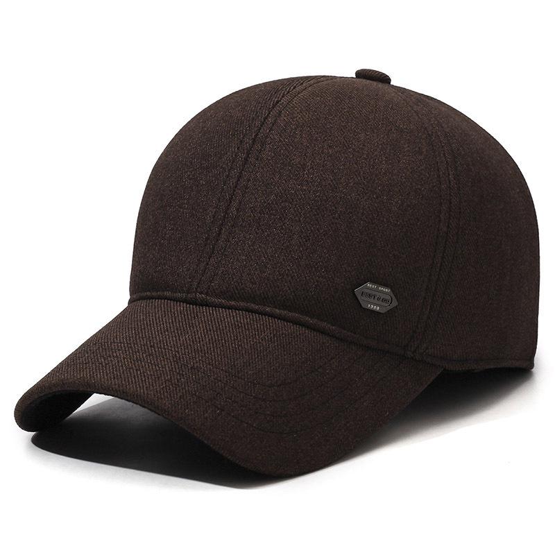 Men's Thickened Woolen Duckbill Hat with Ear Protection - Ideal for Dad, Grandpa, and Elderly - Warm Winter Baseball Cap