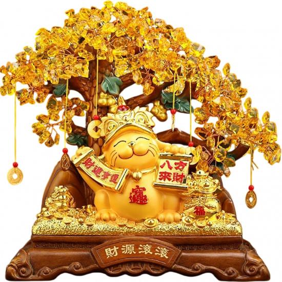 Feng Shui Money Cat Resin Sculpture