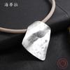 Irregular Square Geometric Alloy Pendant, Exaggerated Women's High-end Rough Leather Rope Necklace.