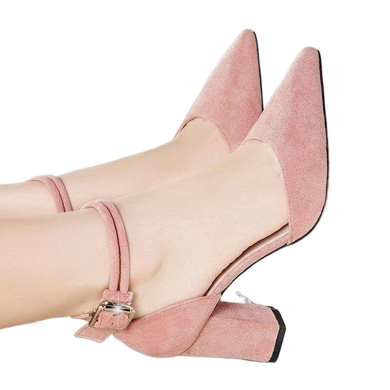 Single Shoe Women's Spring and Summer New Item Straight Strap Sandals Women's High-heeled Women's Sandals