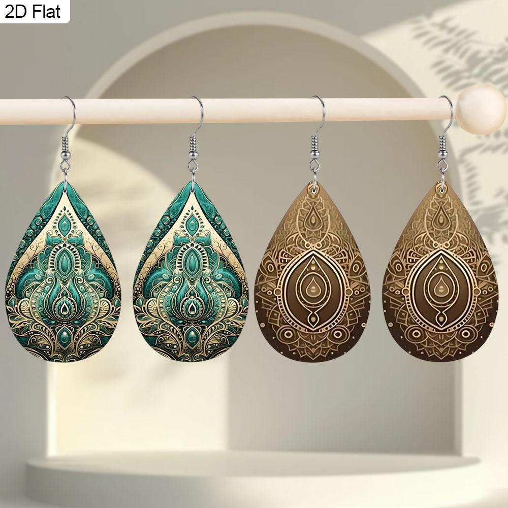 

Рождественский подарок - Серьги из кожи светло-коричневого и зеленого цвета в богемном стиле, Женские модные серьги-подвески, Подходят для повседневной носки и праздничных вечеринок