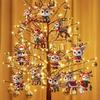 Wooden Christmas Reindeer Ornament Cute Cartoon Deer Tree Decoration Handcrafted Festive Hanging Decor for Xmas Home Party