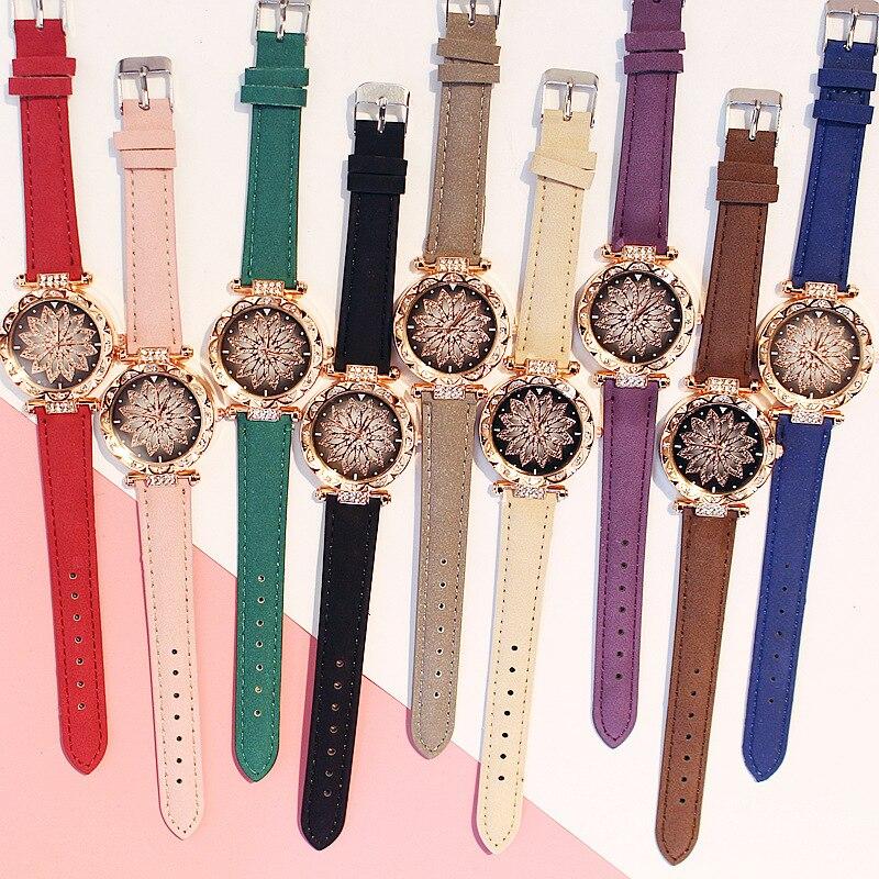 Women Watches Wrist Bracelet Set Starry Sky Ladies Wrist Bracelet Watch Casual Leather Quartz Wristwatch Clock Relogio FemininoCasual Bracelets