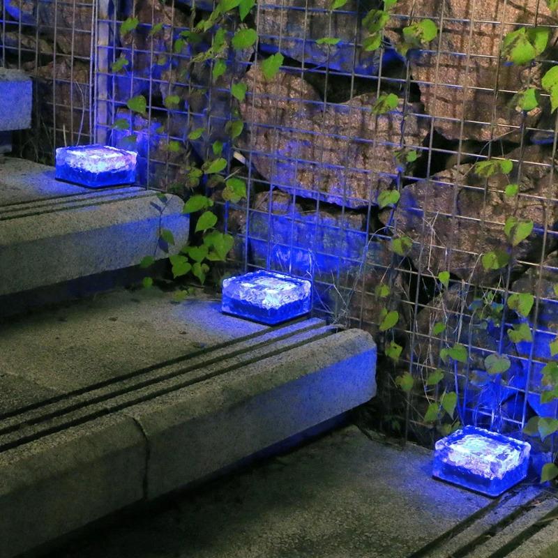 LED Solar Garden Light Brick Ice Cube Solar Lawn Lights Outdoor Christmas Decoration Lamp for Stair Pathway Driveway Landscape Yard Patio