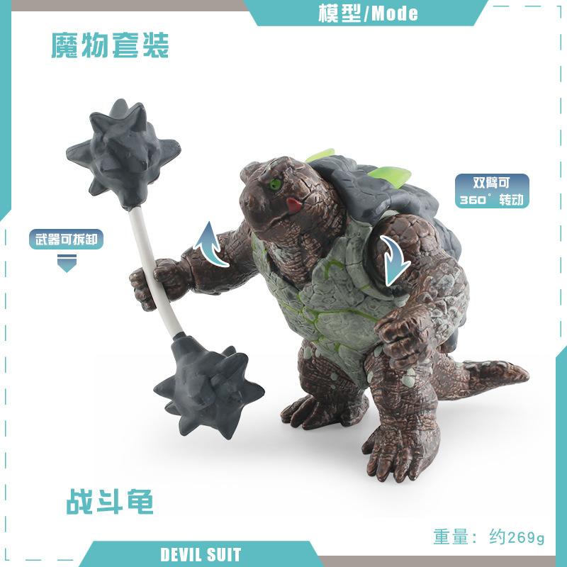 Simulation Mythical Monster Snow Wolf Man Battle Turtle Western Battle Monster Model Desktop Decoration Static Ornament